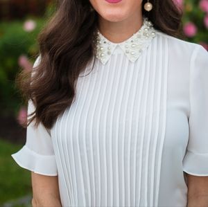 Kate Spade pearl and gem collared blouse